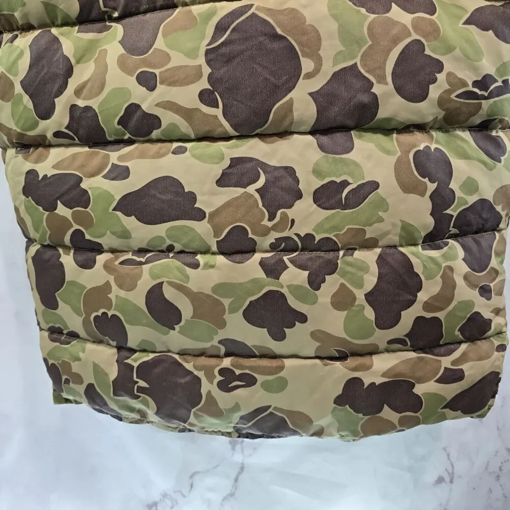 Camo Down Puffer Vest Mens Large Vintage Duck Snap Button 4 Color Goose Green